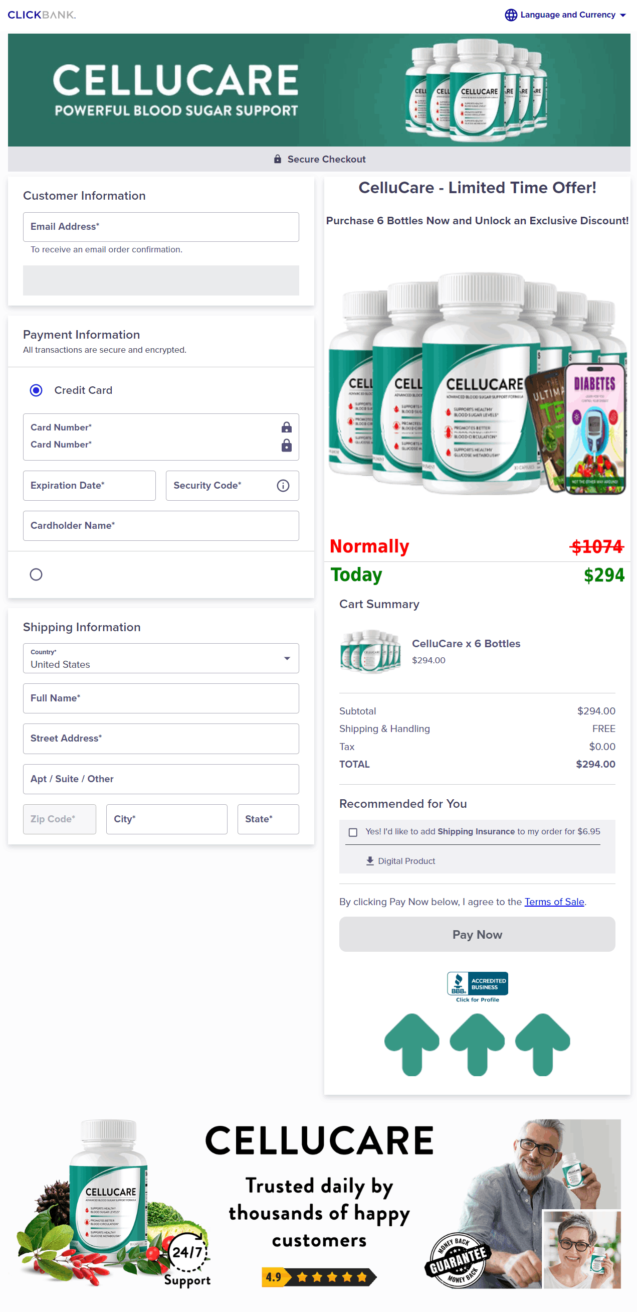 Cellucare order page